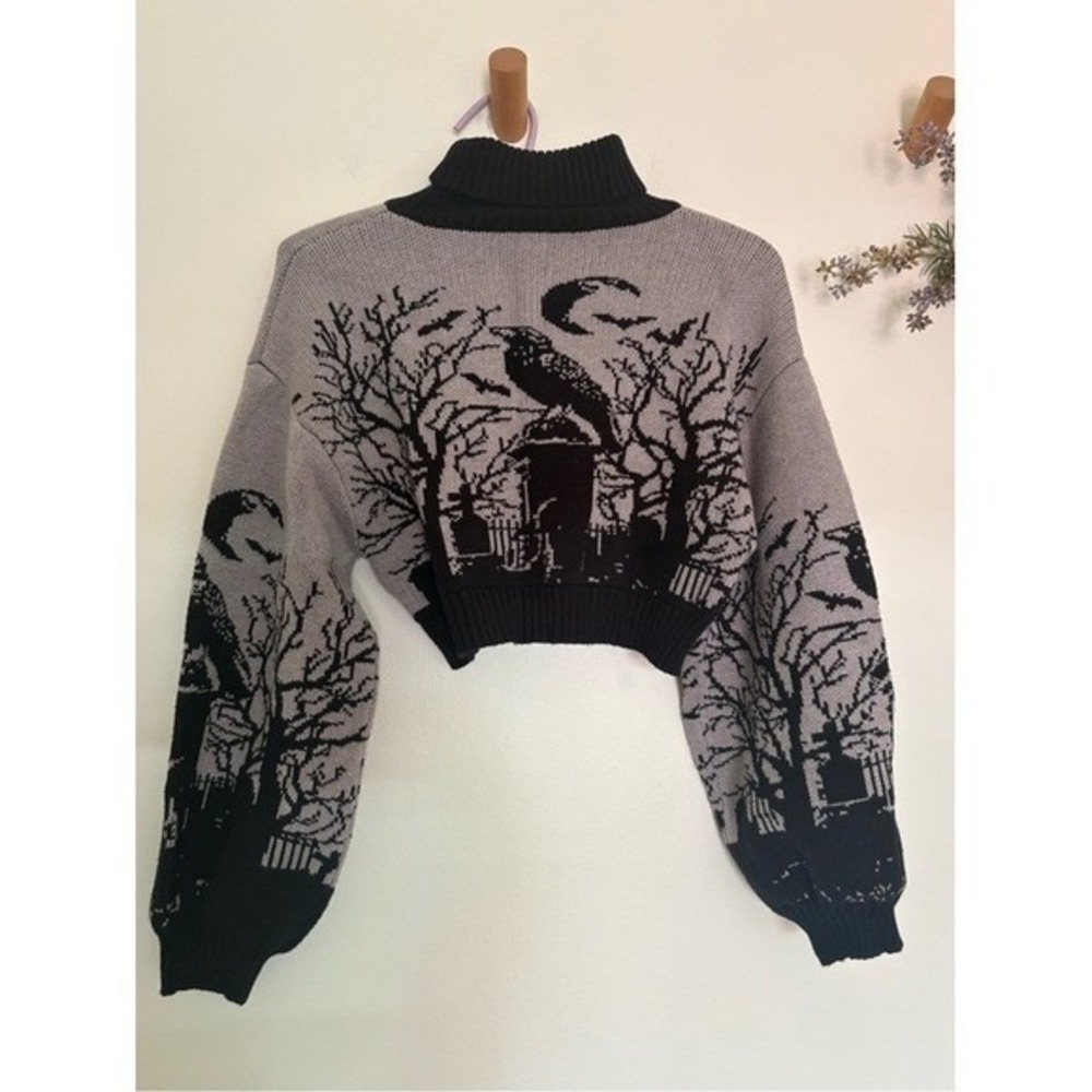 Witchy spooky cropped chunky sweater XS S